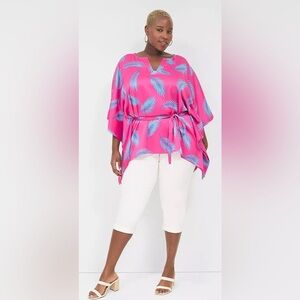 NWT LANE BRYANT Relaxed Split-Neck Kimono Top. GORGEOUS COLORS, FLATTERING 14/16